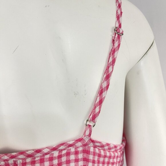 Rails Malia Pink Gingham Linen Blend Wrap Mini Dress Size Large Summer Resort - Picture 9 of 16